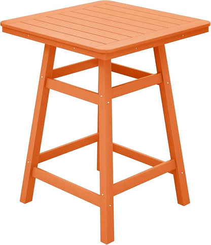 Costaelm Outdoor Bar Table, 37" Counter Height Square Patio Cocktail Bar Table with Umbrella Hole, Patio Bistro Dining Pub Table for Front Porch Deck Backyard Garden, Orange