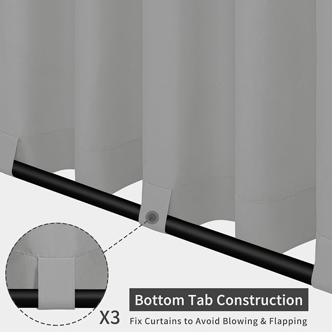 Easy-Going Outdoor Patio Curtains 2 Panels, 54x120 inch, Light Grey | Privacy - Image 3