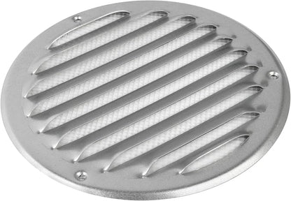 Repa Market 5 Inch (Opening Dimensions) Round Air Vent Cover/Galvanized Steel Louvered Grill Cover with Mesh Screen/Wall or Ceiling Vent/HVAC Register for DIY Home Improvement