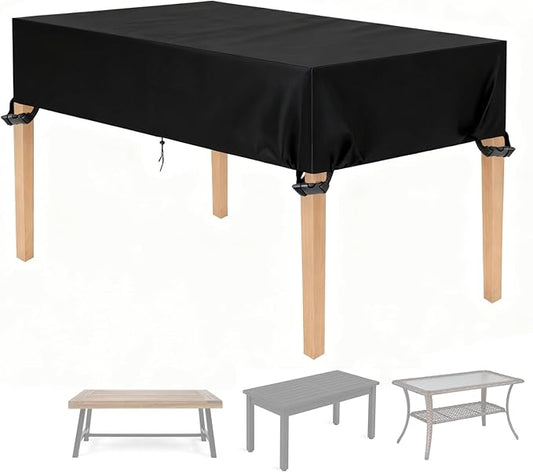 Outdoor Table Cover 72"L x 40"W x 6"H, 420D Waterproof Outdoor Cover for Patio Furniture Dinning Table Picnic Coffee Tables Chairs and Sofas, Black