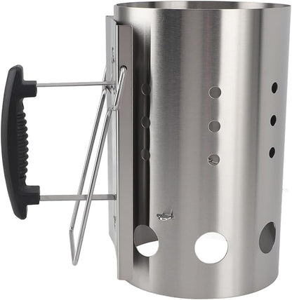 Agatige Charcoal Grill Chimney Starter, Stainless Steel Portable Charcoal Lighter Burner Grill Accessory for Barbecue Camping Picnic