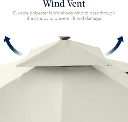 Best Choice Products 12x12ft LED Cantilever Patio Umbrella w/Base Included & - Image 7