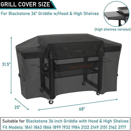 ZJYWSCH Griddle Cover for Blackstone Iron Forged 36" Omnivore Griddle w/Hood 1863 1866 1899 1932 1984 2149 2151 2162 2177 2210 2212 2249 2256 2266 2310 2322 2336 2377 2411 2420