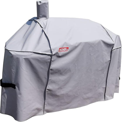 Smoker Grill Cover Sized for Char-Griller Charcoal Grill 2190 and 2197 Heavy Duty Waterproof Patio 600D Canvas Barbeque BBQ Grill Cover G21623 (Grey)