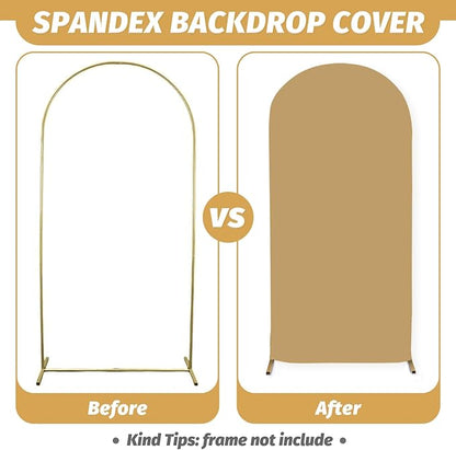 MODFUNS Mixed Color Arch Backdrop Covers 4ft 5ft 6ft Khaki Beige White Spandex Arch Cover Set of 3 Fitted Arch Covers Stetchy Backdrop Chiara Arch Cover for Wedding Ceremony Birthday Party Arch Decor