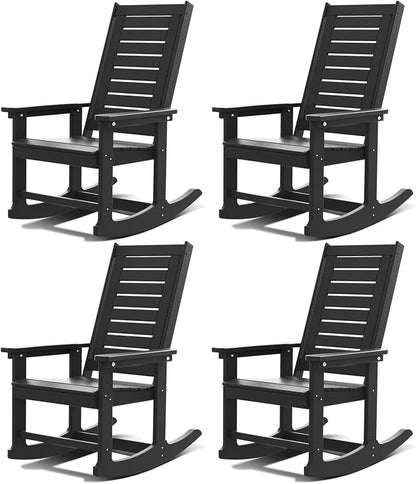 GREENVINES Oversized Outdoor Rocking Chairs Set of 4, HDPE Rocker by GreenVines