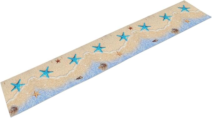 Summer Beach Table Runner, Nautical Starfish Coastal Seashell Ocean Blue Sea Seasonal Coffee Table Center Decor for Home Kitchen Dining Patio Holiday Party Table Decorations 13"x72"