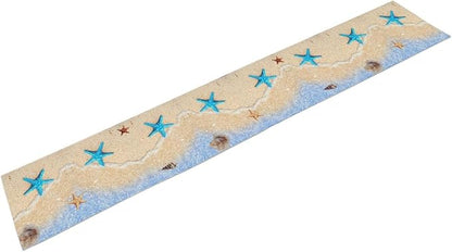 Summer Beach Table Runner, Nautical Starfish Coastal Seashell Ocean Blue Sea Seasonal Coffee Table Center Decor for Home Kitchen Dining Patio Holiday Party Table Decorations 13"x72"