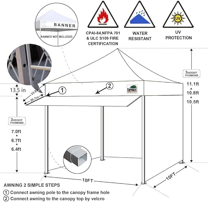 Eurmax USA 10 x 10 Pop up Canopy Commercial Tent Outdoor Party Canopies with 4 Removable Zippered Sidewalls and Roller Bag Bonus 4 Canopy Sand Bags & 24 Squre Ft Extended Awning(Forest Green)