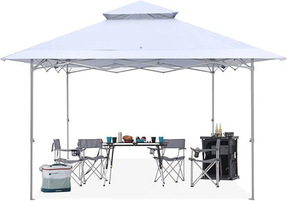 ABCCANOPY 13x13 Pop Up Canopy Base on 10x10 Canopy Frame with Double Ventilated Top, 4 Sandbags, 4 Ropes and 8 Stakes (White)