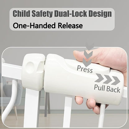Extra Wide Baby Gate - 43.3-48 Inch Tension Mounted Safety Child & Pet Gate - White Metal - Walk Through - Long - for House Doorways & Stairs