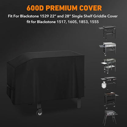 ZBXFCSH Outdoor Grill Griddle Cover fits for Blackstone 1529 22” and 28” Single Shelf Griddle Cover, Heavy Duty Flat Top Griddle Station Cover with Waterproof Sealed Seams, Durable FadeStop Material