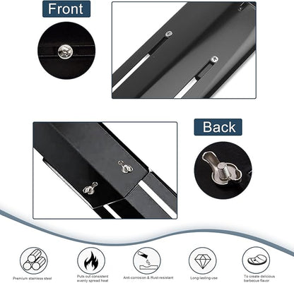 Universal replacement heavy duty adjustable heat plate shield,Burner cover,Flavorizer bar,heat Tent,Flamer tamer for gas grill models,Extends from 11.75"up to 21"L (Porcelain Steel, 5 Pack)