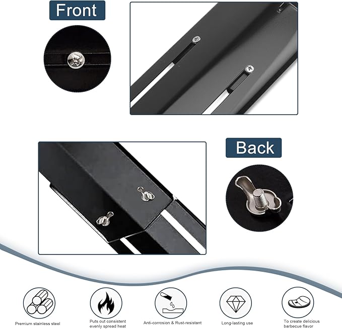Universal replacement heavy duty adjustable heat plate shield,Burner cover,Flavorizer bar,heat Tent,Flamer tamer for gas grill models,Extends from 11.75"up to 21"L (Porcelain Steel, 4 Pack)