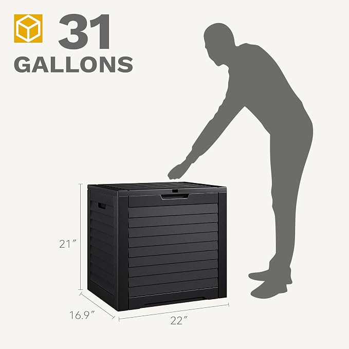 DWVO Louvered Large Deck Box, 35 Gallon Resin Outdoor Storage Box w/Lockable - Image 7