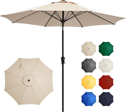 Ayge 9 FT Patio Umbrella Outdoor Table Umbrella Fiberglass Frame Beige | 9 FT by AYGE