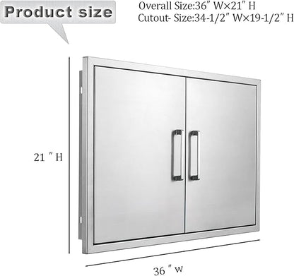 Outdoor Kitchen Door, 36" W21 H, Stainless Steel BBQ Double Door, Island or Outdoor Kitchen Access