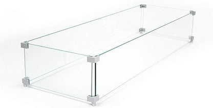 AMS Fireplace | Fire Pit Table Square/Rectangular Tempered Glass Wind Guard-Fire Flame Guard 1/4" Thick Wind Guard - Flame Guard (36" Long x 12" Wide x 7 High)
