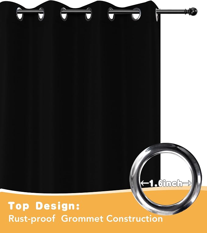 HolidayIdeas Outdoor Curtains for Patio Waterproof 2 Pcs 84x84 Inch Black | - Image 4