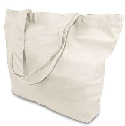 TOPDesign 1-Pack Super Strong Large 12oz Cotton Canvas Tote Bag, Reusable Grocery Shopping Cloth Bag, Fashionable Two-Tone Totes for Crafts, DIY Your Creative Designs