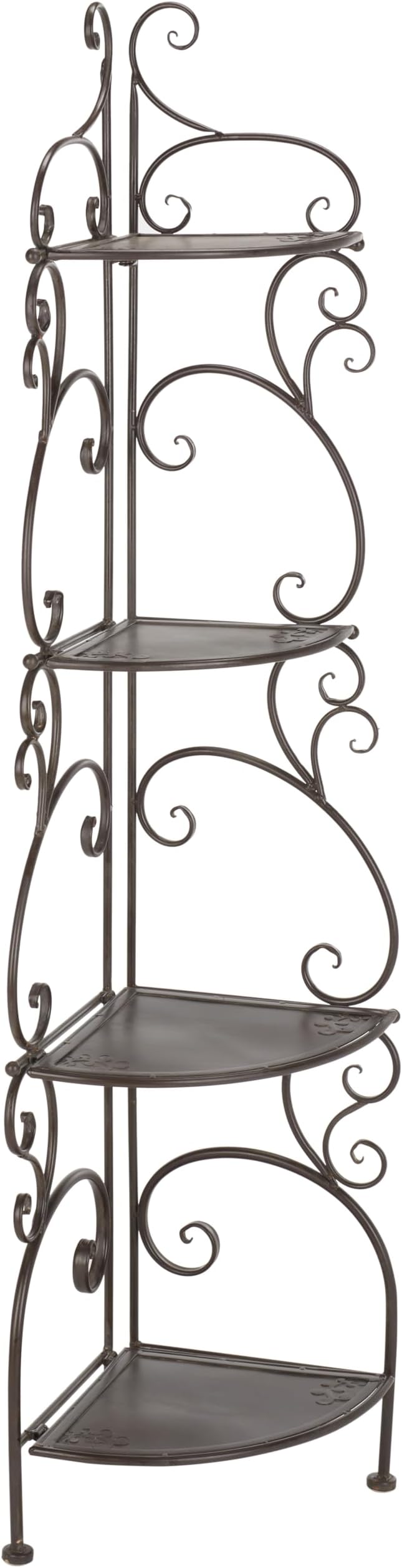 SAFAVIEH Outdoor Collection Turuca Rustic Brown Wrought Iron 4-Tier Corner Shelf by Unknown