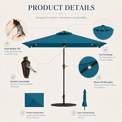 6.5 x 10ft Rectangular Patio Umbrella - Image 7