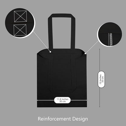 TOPDesign 20-Pack Economical 11.8"x13" Black Cotton Tote Bag, 5oz Lightweight Fabric, Small Reusable Grocery Shopping Cloth Bags, DIY Your Creative Designs