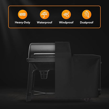 Heavy Duty 600D Polyester Cover Compatible with Traeger Grills BAC761 Woodridge Pellet Grill and Smoker TFB86MLH All Weather Grill Cover Accessory Replacement