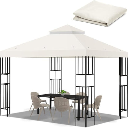 10x10 FT Gazebo Replacement Top, Canopy Replacement Cover Double Tiered by FLAGLY