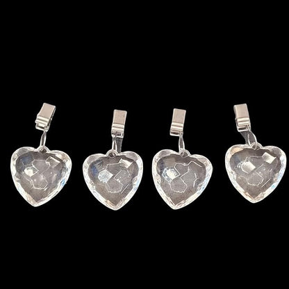 TwoFish Home Set of 4 Crystal Heart Tablecloth Clamps Crystal Heart Handicraft Tablecloth Clips Pack of 4