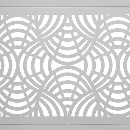 75" H×35" W Decorative Outdoor Privacy Screen with Stand, Outdoor Decor Privacy Fence Screen Metal Fence Panels, Free Standing Metal Divider for Patio Lawn Deck (White -Curved Pattern)