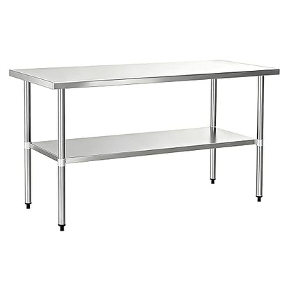 Stainless Steel Work Table 30 x 72 Inch, NSF Commercial Prep Table with Undershelf, Heavy Duty Food Prep Workstation