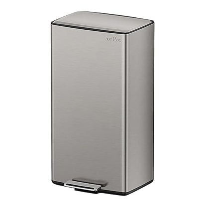 mVm Kitchen Trash Can, 40Liter / 10.6 Gal Brushed Stainless Steel Trash Can With Lid And Foot-Pedal, Soft-Close, Odor Control,Anti-Fingerprint,Garbage Can For Kitchen,Living Room,Office(Metallic Gray)