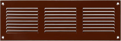 Repa Market 12x4 Inch Air Vent Cover/Brown Galvanized Steel Louvered Grill Cover with Mesh Screen/Wall or Ceiling Vent/Durable Flush Mount HVAC Register for Indoor and Outdoor Ventilation