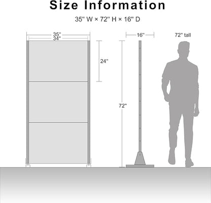 Casaphoria Metal Privacy Screen Outdoor, 72" H x 35" W Freestanding Decorative Privacy Screen for Patio Deck Balcony Garden with Stable Base, Black-Parallel