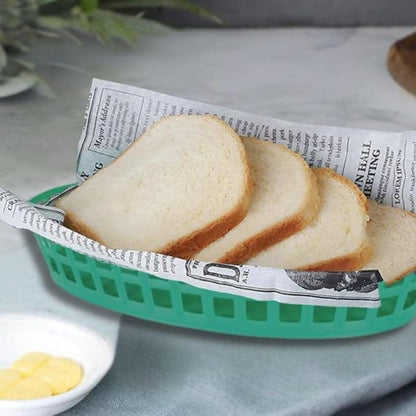 TrueCraftware- 7-7/8" Plastic Oval Fast Food Basket Green Set of 12- Fry Fast Food Baskets Oval -Shaped Tray for Fast Food Restaurant Supplies Deli Serving Chicken Burgers Sandwiches & Fries