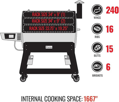 recteq Pellet Grill Smoker - Flagship 1600, Wood Pellet Smoker, BBQ, Wi-Fi Smart Grill, 1667 Sq. In. Cook Space, 40 lb Hopper
