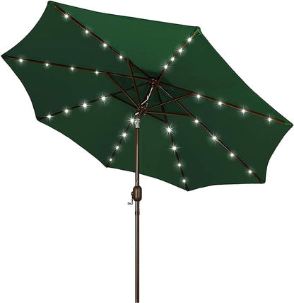 9 ft Solar Umbrella, 32 LED Lighted Patio Umbrella, Table Market Umbrella by Blissun