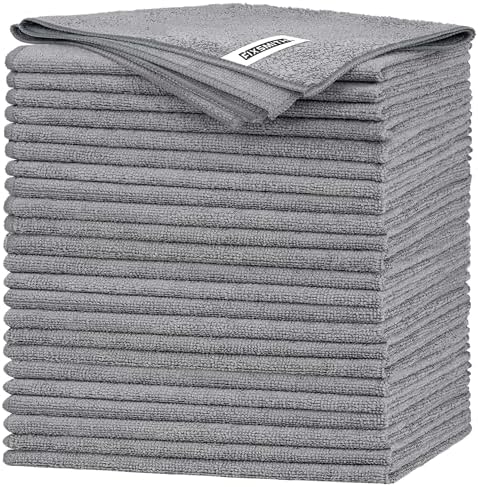 FIXSMITH Grey Microfiber Cleaning Cloth -Pack of 24, Highly Absorbent Cleaning by FIXSMITH