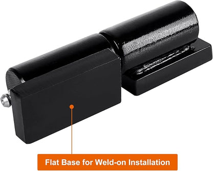 2 Pack Heavy Duty Weld On Barrel Hinges 5 Inch, Greaseable Steel Gate Hinges with Ball Bearings, High Capacity Lift Off Hinge for Metal Gates, Dump Trailers, Custom BBQ Smokers & Ramps (Black)
