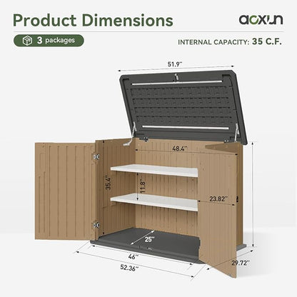Aoxun Outdoor Storage Cabinet 35 Cu.Ft 2 Shelves - Image 5