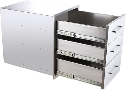 TIANAI Outdoor Kitchen Drawers Stainless Steel Triple Drawer - 18" W x 24" H x 23" D,Flush Mount for Outdoor Kitchen or BBQ Island