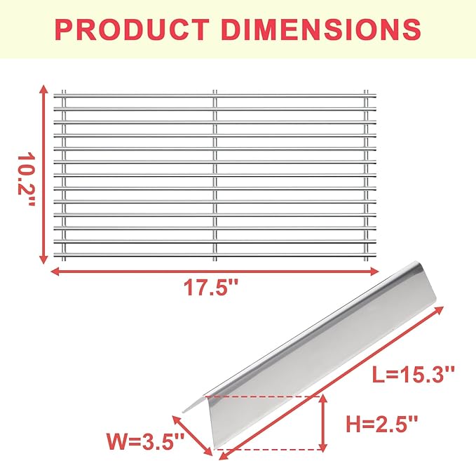 7637 Grill Grates 7635 Flavorizer Bars for Weber Spirit and GS4 Spirit II 200 Series Grills E210 S210 E215 E220 S215 S220, Spirit 2 E210 S210 Replacement Parts (Front Mount Controls) Stainless Steel