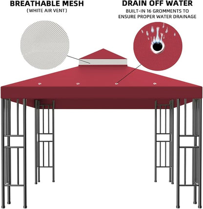 Sumfaller 10x10 FT Gazebo Replacement Canopy Top Cover | Double Tiered Canopy - Image 2