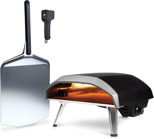 Ooni Koda 16 Gas Pizza Oven - Essentials Pizza Oven Bundle - Includes 14" Pizza Peel and Infrared Thermometer