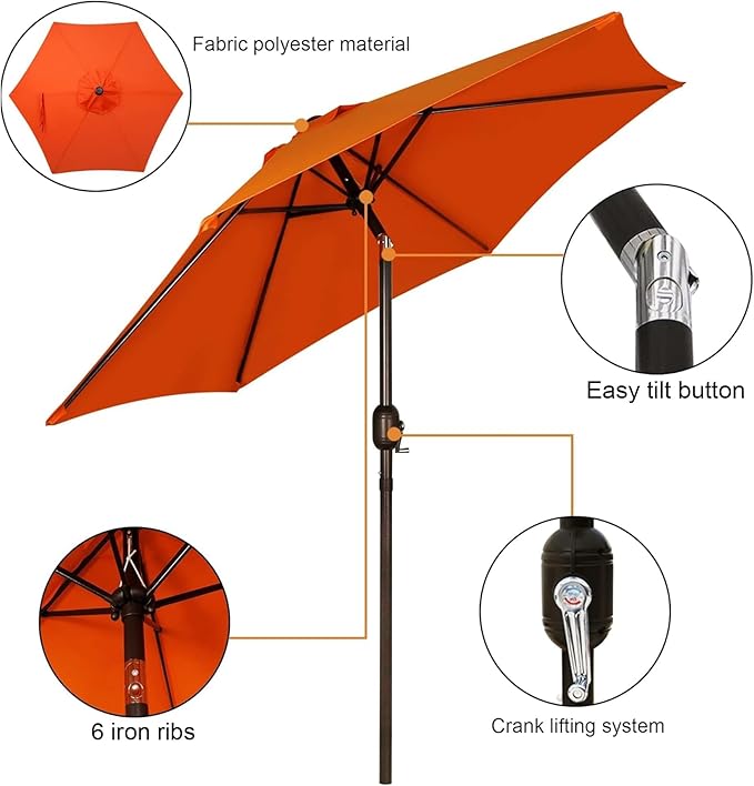 7.5 ft Patio Umbrella, Yard Umbrella, Outdoor Market Umbrella - Image 2