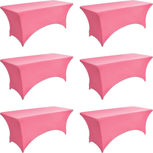 6-Pack 6ft Spandex Table Covers for Rectangle Standard Folding Tables - Wrinkle Resistant Stretch Tablecloths - Ultimate Fitted Table Protector for Parties, Trade Shows, Wedding