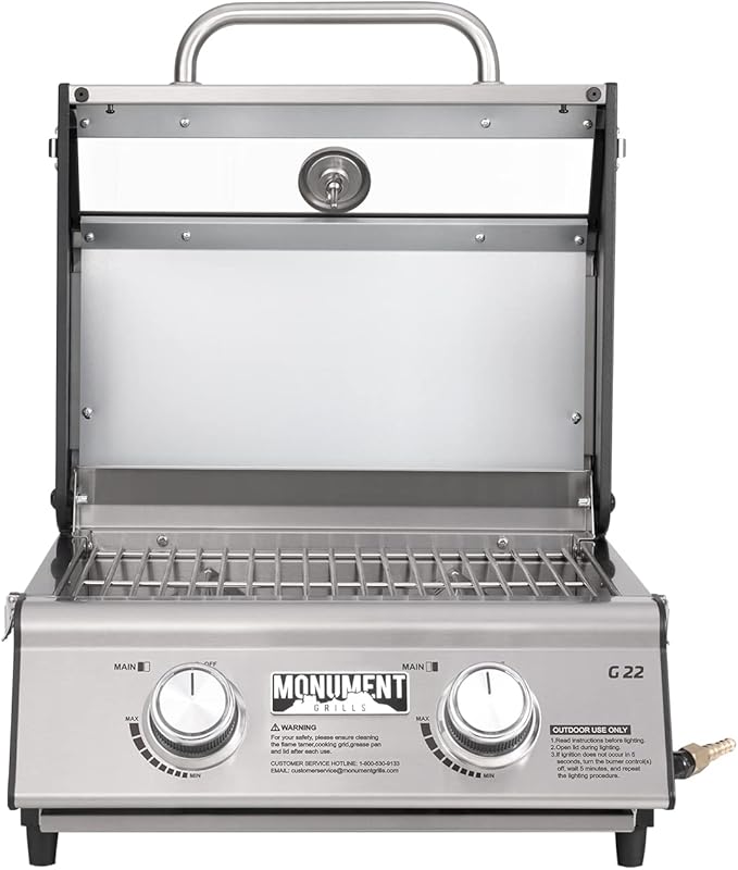 Monument Grills Clearview® 2-Burner Tabletop Propane Gas Grill with 1 Pound Tank Adapter(2 items)