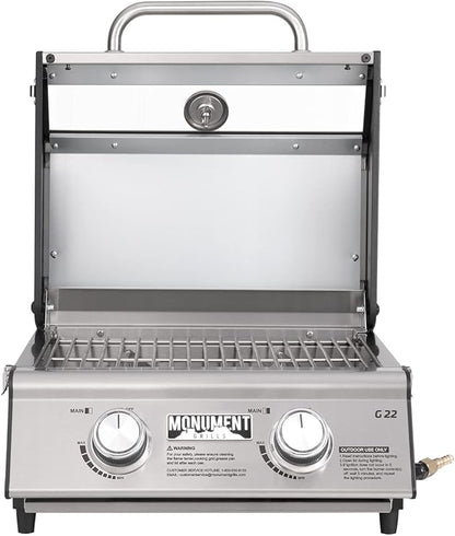Monument Grills Clearview® 2-Burner Tabletop Propane Gas Grill with 1 Pound Tank Adapter(2 items)