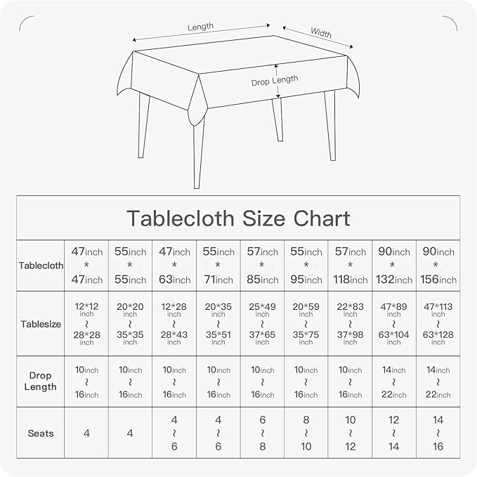 BALCONY & FALCON Square Tablecloth - Small Waterproof Table Cloth, Wrinkle Resistant Table Cover Linen Fabric Tablecloths for Dining Kitchen Wedding and Outdoor Decoration (Gray, 47"x47")